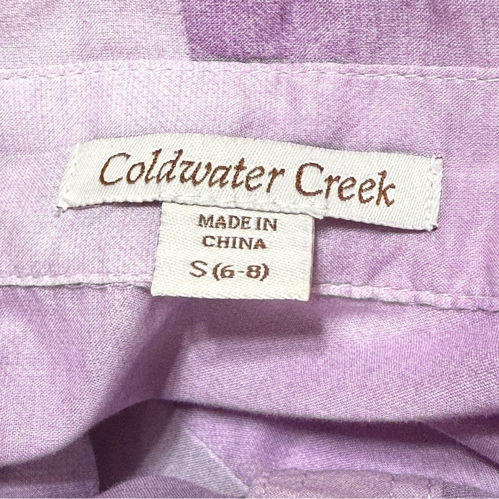 Coldwater Creek Purple Plaid Button-Up Tunic Blouse Cotton Semi Sheer Small - Picture 4 of 7